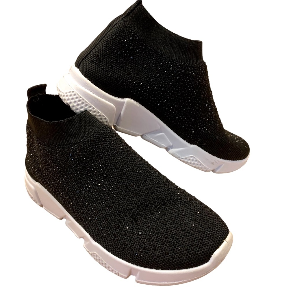 Cute Black Mesh Sparkly Sneakers 7